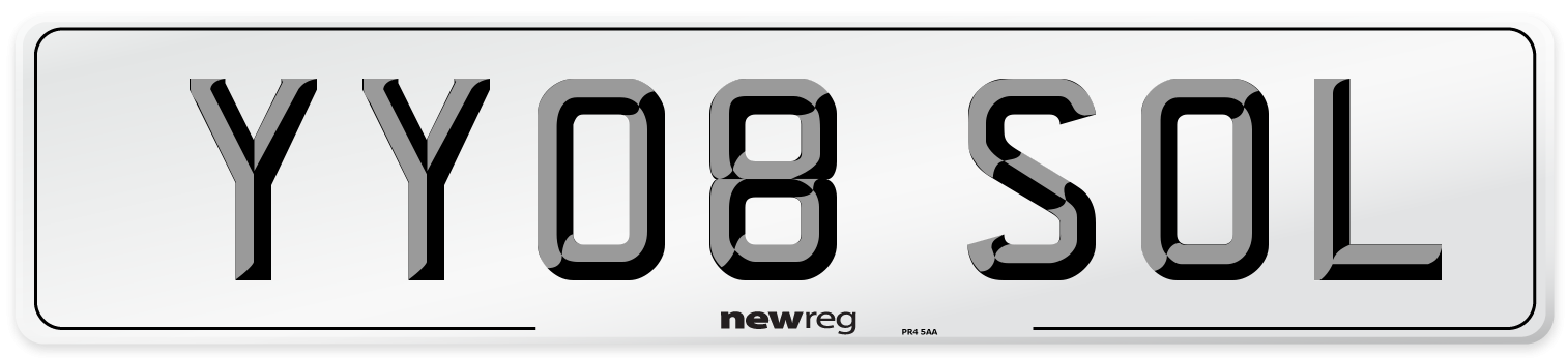YY08 SOL Number Plate from New Reg